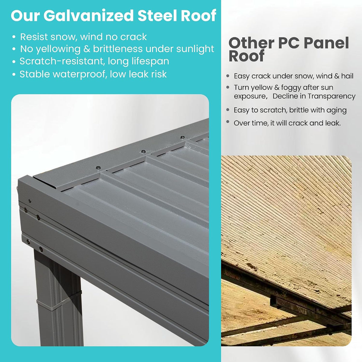 domi 8'x 10' lean to gazebo,outdoor gazebo pergola, close-up detail