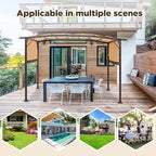 AECOJOY Pergola 9' x 12' Outdoor Pergolas, Pergolas and Gazebo Clearance, Retractable Metal Pergola with Sun Shade Canopy for Patio, Backyard, Garden