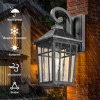 Darkaway Outdoor Wall Lights for House, Exterior Lighting Fixtures Wall Mount Outdoor Porch Lights Waterproof Black Outdoor Sconce Lights with Seeded Glass for Patio Hallway Garage,2 Pack