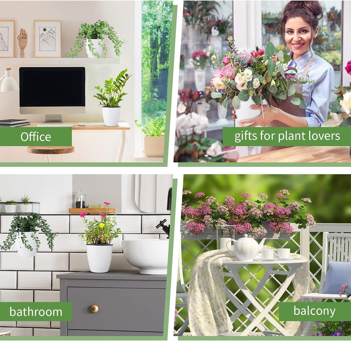 yungyan 20 sets 5" self watering hanging planter on a desk or shelf