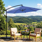 OLIXIS Offset Patio Umbrella, 9.7FT Cantilever Table Umbrellas for Outdoor Sun Shade UV Protection with Easy Tilt Adjustment, 8 Ribs for Backyard, Lawn, Garden, Pool - Blue
