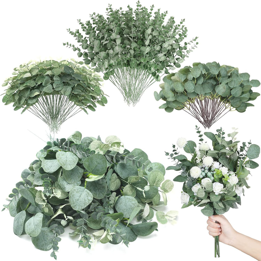 giegxin 270 pcs mixed artificial eucalyptus leaves stems, main product view