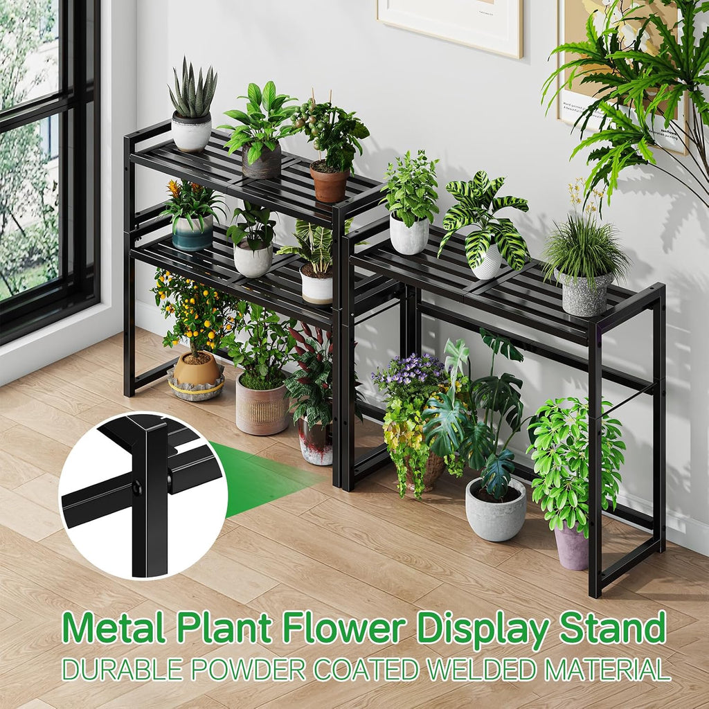 ekisemio 3-tier metal plant stand, heavy duty waterproof, close-up detail