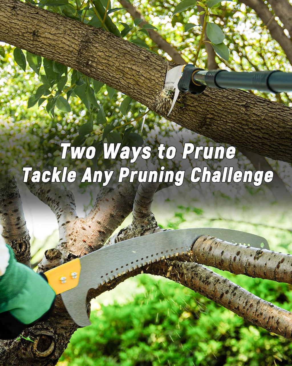 14.5FT Pole Saw with Adjustable Length for Tree Trimming, Lightweight Manual Pruning Saw with Mn Steel Blade, Long Extension Branch Cutter Pole Pruner for Yard, Garden, Patio & Forestry Use