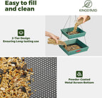 Kingsyard 2 Tier Large Platform Bird Feeder for Outdoors Hanging | Large Recycled Poly Lumber Tray, 5 Lbs Capacity, Garden Decoration Attracts Cardinal Bluebird Goldfinch, Green