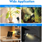 LED Spot Lights Plug in Outdoor Indoor Light 7W 3000K 9.8ft Power Cord Waterproof Landscape Lights Spotlight with Clip and Metal Hose for Plants Yard Garden Accent Lighting Ambient Light