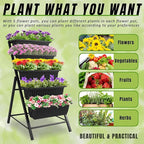 Homdox 2 Pack Vertical Garden Bed, 5 Tiers Vertical Raised Garden Planter, 23 * 26 * 45Inch Outdoor Garden Raised Bed with 4 Hooks, Vegetable Flower Planter Raised Stand for Garden Patio Yard, Black