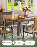 5-Piece Outdoor Dining Set, Aluminum Dining Table Set for 4, Patio Table and Chairs Set with Umbrella Hole, All Weather HDPS Outdoor Table and Chairs for 4 (Gray-Teak)