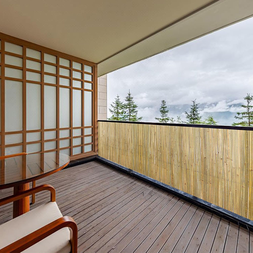 bamboo slat fence 6ft h x 13ft l on a desk or shelf