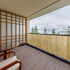 bamboo slat fence 6ft h x 13ft l on a desk or shelf