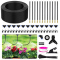 50FT 360° Adjustable Drip Irrigation System Garden Watering System with 12 Nozzles Plant Watering Devices Misting System Greenhouse Accessories for Yard, Lawn