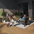 Aoxun Aluminum Outdoor Patio Furniture Set, 4 Seats Outdoor Sectional with Coffee Table, Patio Conversation Sets with Upgraded Armrests and Cushions for Backyard, Garden and Poolside