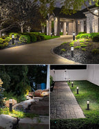 SUNVIE 8-Pack Low Voltage Pathway Lights 3W LED Landscape Pathway Lighting 3000K Warm White CRI 90+ Landscape Lights Wired 12-24V Aluminum Bollard Path Lights for Walkway Yard Garden, ETL Listed Cord