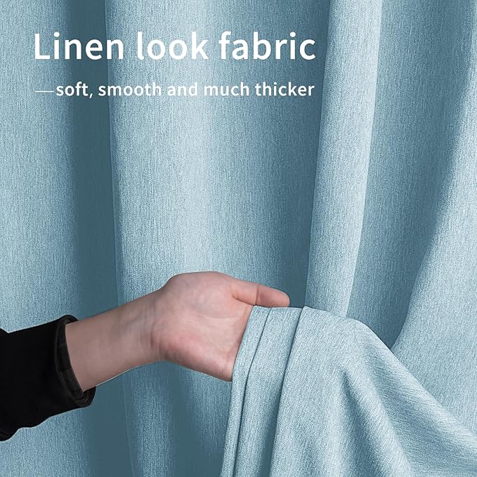 Easy-Going Linen Look Outdoor Curtains Waterproof Windproof Porch Curtains, Soft Thicken Outdoor Privacy Curtains for Patio, Gazebo, Grommet Top and Tab Bottom Drape, 1 Panel, 54x120 inch, Sky Blue