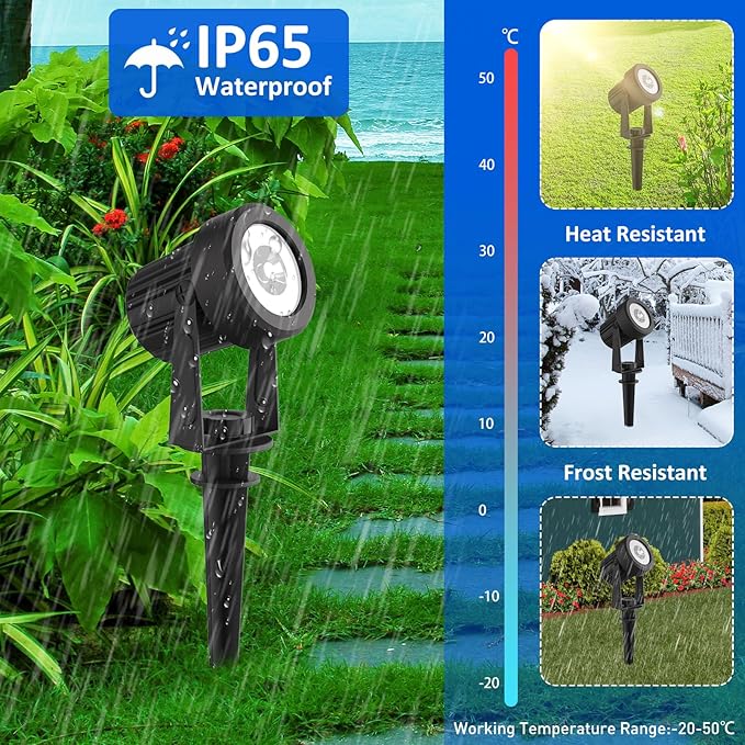 T-SUNUS RGB Solar Landscape Spotlights Christmas, Color Changing Spot Light Outdoor IP65 Waterproof Garden Lights 9.8ft Cable with Separated Panel for Yard Driveway Porch Walkway Pool Patio Halloween