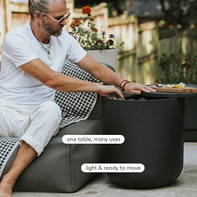 Veradek Kona Cooler Side Table – 2-in-1 Outdoor Patio Side Table w/Cooler | Insulated 40L Capacity | Modern Accent Décor for Hosting, BBQ, Poolside