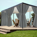 HolidayIdeas Grommet Top Outdoor Curtains for Patio Waterproof 8 Pcs All Weather Balcony Outside Curtain Panels for Apartments, Gazebo, Pergolas, Porch, 54x108 Inch, Grey