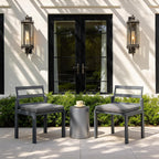 Patio Dining Chairs Set of 2, Outdoor Metal Chairs with Cushions Grey