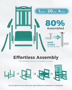 Ciokea Oversized Outdoor Rocking Chair, 380lbs Heavy-Duty Large Patio Rocker, Weather Resistant & Anti-Fade Porch Chair, High Back Cozy Rocking Chair for Outside, Fire Pit, Deck, Garden, Aruba Blue