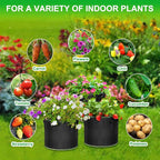 3 Gallon Grow Bags 6 Pack - Thickened Nonwoven Aeration Planter Bags with Handles, Plant Tags & Seedling Bags, Chili Vegetable Gardening Fabric Pots