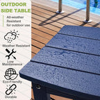 Y&M Outdoor Side Table, HIPS Adirondack Small Single Table, Waterproof Square Outside Table, Balcony Modern End Tables for Patio, Pool, Beach, Porch, Deck, Indoor or Outdoor Use (Navy Blue, 2 Pack)