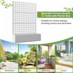 FENCY Metal Raised Garden Bed with Trellis, Metal Planter Box with Trellis, Garden Box for Climbing Plants Vegetable, 47''Lx16''Wx71''H Garden Bed with Drainage Holes(White)