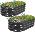 1MORE Galvanized Raised Garden Bed- Planter Garden Boxes Outdoor, Raised Beds for Gardening, 4x2x1ft Metal Garden Bed Kit for Vegetables Flower, Planter Raised Beds with Tools.Gray-2pack