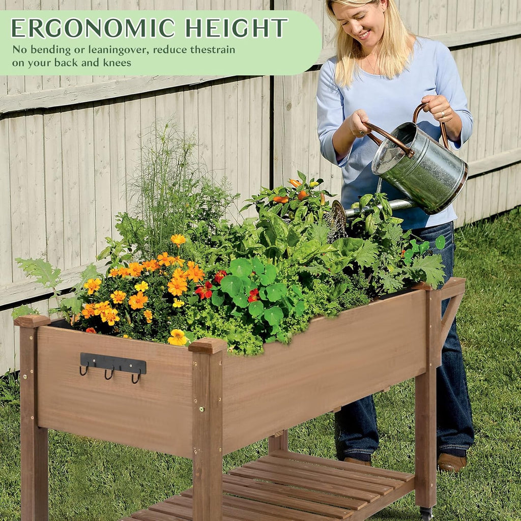raised garden bed outdoor with lockable wheels, 55"x, package contents