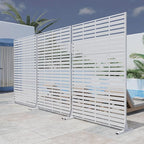 Casaphoria Metal Privacy Screen Outdoor, 72" H x 47" W Freestanding Decorative Privacy Screen for Patio Deck Balcony Garden with Stable Base, White-Adrian