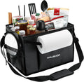 HAUSHOF Large Grill and Picnic Caddy with Paper Towel Holder | Condiment Pocket, Foldable BBQ Organizer Easy Carry Griddle Caddy for Camping, RV, Outdoor Waterproof Oxford Cloth (Black)
