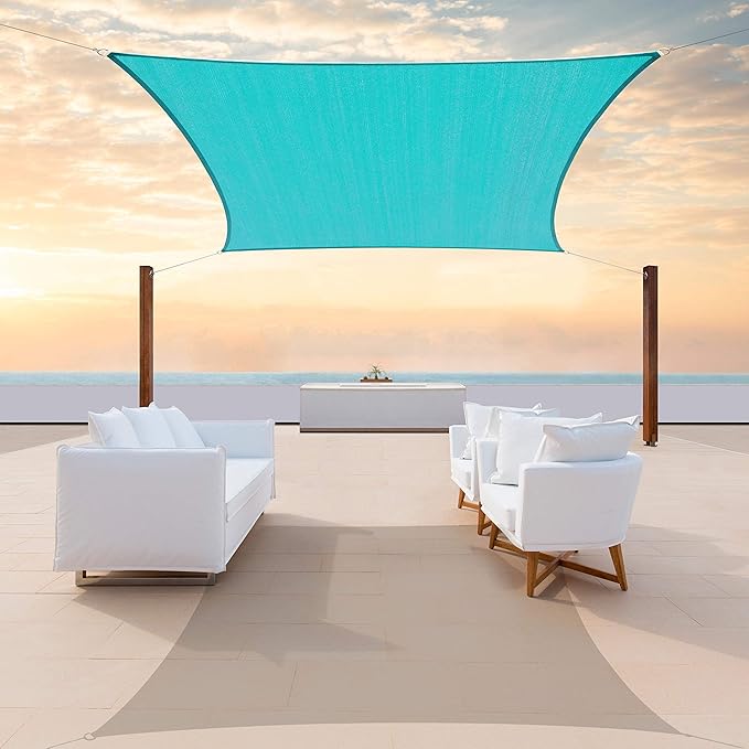 ColourTree TAPR1616 Custom Size 10' x 17' Turquoise Sun Shade Sail Canopy UV Block UPF50 Rectangle - Commercial Standard Heavy Duty - 190 GSM - 3 Years Warranty