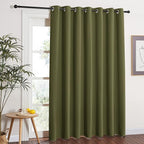 NICETOWN Window Treatment Sliding Door Curtain - Thermal Insulated Wide Width Solid Blackout Patio Glass Door Drape, Extra Wide Draperies (Olive Green, 100 inches Wide x 84 inches Long)