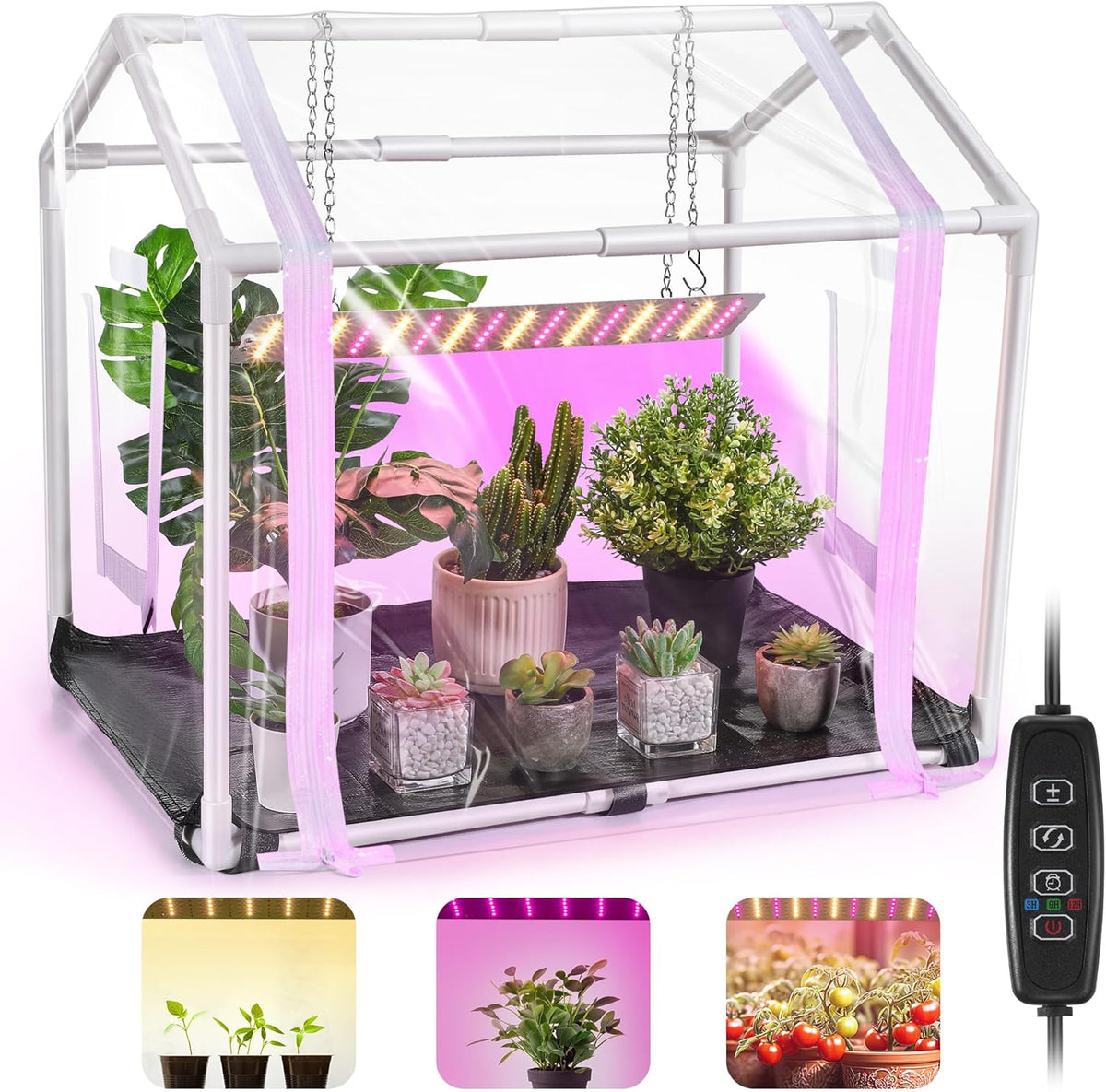meonum mini greenhouse with grow light, 23.6" l, main product view