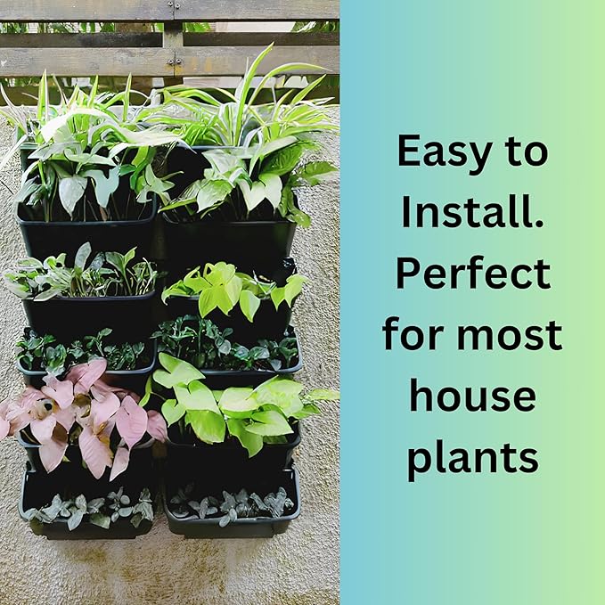 Maxona Black Color Vertical Garden Planter - 16 Pack, 13 inch Wall Mounted Planter for Patio Outdoor Decor, Home Plastic Pot Balcony Plant Vegetable Fruit Herb Hanging Pocket Holder Flowerpot