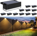 auderwin solar fence lights outdoor 12 pack-3000k/4000k/6000k, waterproof, main product view