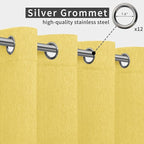 Easy-Going Linen Look Outdoor Curtains Waterproof Windproof Porch Curtains, Soft Thicken Outdoor Privacy Curtains for Patio, Gazebo, Grommet Top and Tab Bottom Drape, 1 Panel, 110x84 inch, Yellow