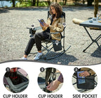 Portal Outdoor Rocking Chair Camping Folding Portable Rocker with Cup Holder Side Pocket Carry Bag, Support 350LBS (Mesh Black)