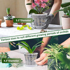 Orchid Pot with Saucers, 4 Each of 4.3",5.5" Orchid Pots with Holes, 8PcsClear Plastic Planter for Indoor Outdoor Plants (4 Each of 4.3,5.5" with Saucers)