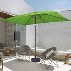 JEAREY 6.5x10 ft Rectangular Patio Umbrellas Rectangle Outdoor Umbrella with Push Button Tilt and Crank, Market Table Umbrella 6 Sturdy Ribs UV Protection for Poolside Garden Backyard Deck, Glass Green