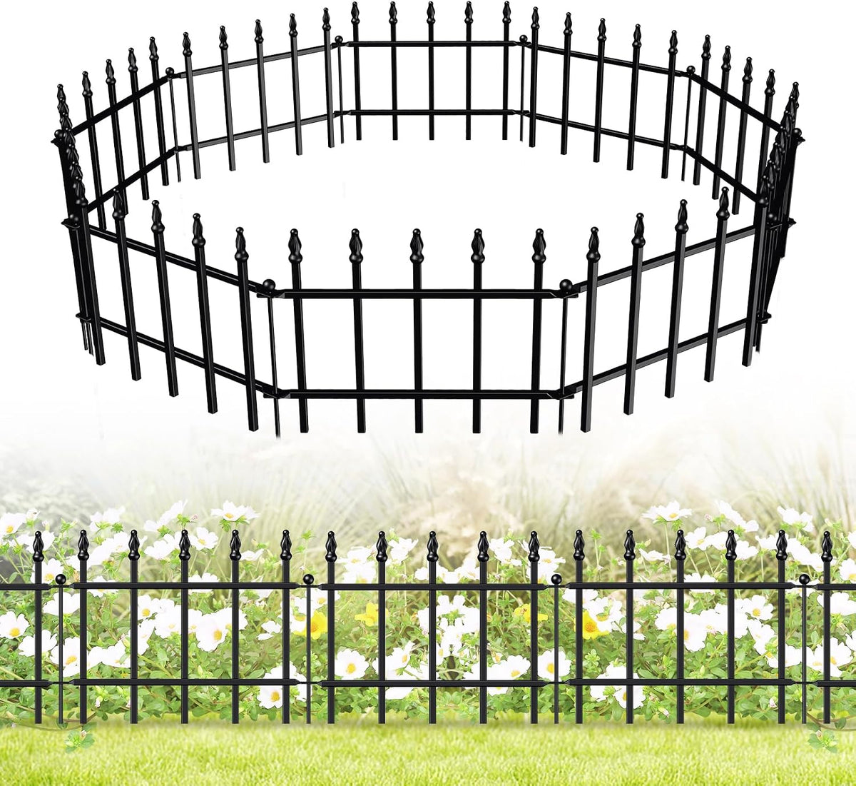 decorative metal garden fence 11" x 12', small, main product view