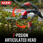 MZK 20V 2-in-1 Pole Hedge Trimmer & Grass Shear, 13-Foot Reach | Multi-angle cordless trimmer with extension pole for hedges, grass shearing, shrubs, and yard care.