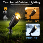 Gardenreet Solid Brass Spot Lights - Black Low Voltage Landscape Spotlight Outdoor, 12V LED Uplights Wired, Waterproof Electric for Patio Wall with 4000K Bright White MR16 Bulb (6 Pack)