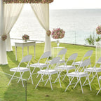 VINGLI 10 Pack Folding Chairs with Padded Seats, Metal Frame with Pu Leather Seat & Back, Capacity 350 lbs, White