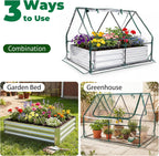 giantexuk raised garden bed with greenhouse, 2 in shown in use