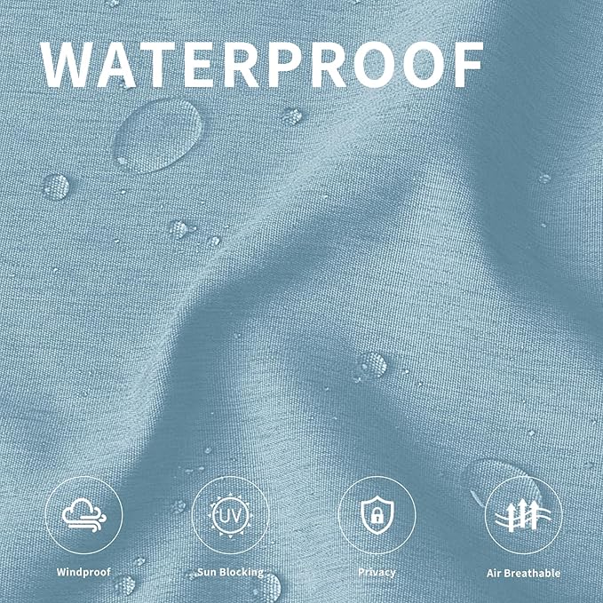 Easy-Going Linen Look Outdoor Curtains Waterproof Windproof Porch Curtains, Soft Thicken Outdoor Privacy Curtains for Patio, Gazebo, Grommet Top and Tab Bottom Drape, 1 Panel, 54x84 inch, Sky Blue