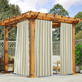 NICETOWN 2 Panels Outdoor Curtains Waterproof Pocket & Back Tab on Top & Bottom, Thermal Insulated Windproof Sun Blocking Outside Privacy Drapes for Patio with Fixed Rope, W52 x L95, Beige