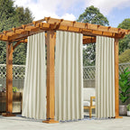 NICETOWN 2 Panels Outdoor Curtains Waterproof Pocket & Back Tab on Top & Bottom, Thermal Insulated Windproof Sun Blocking Outside Privacy Drapes for Patio with Fixed Rope, W52 x L95, Beige