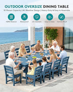SERWALL Outdoor Dining Chairs Set of 4, All-Weather HDPE Patio Chair with 19.7" Widened Seat, for Backyard, Garden, Blue