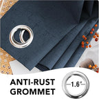 H.VERSAILTEX Linen Blackout Curtains 96 Inches Long 100% Absolutely Blackout Thermal Insulated Textured Linen Look Curtain Draperies Anti-Rust Grommet, Energy Saving with White Liner, 2 Panels, Navy