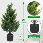 3ft tall artificial cedar topiary trees set of shown in use
